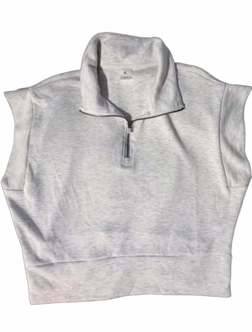 Danskin Women's Luxe Sleeveless Quarter-Zip Pullover Top in Gray Heather